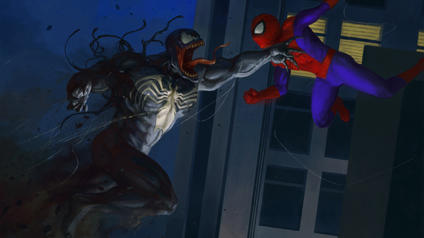 Venom And Spiderman Artwork Wallpaper