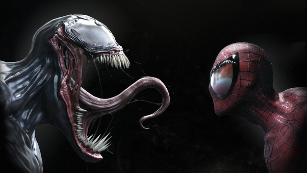 Venom And Spiderman Faceoff Wallpaper