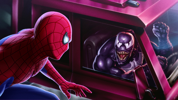 Venom Driving Truck Spiderman Wallpaper