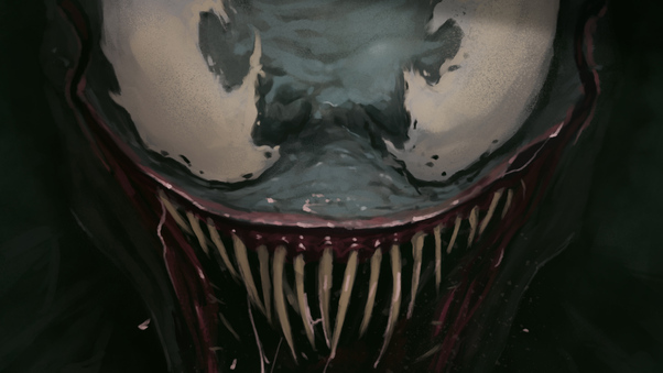 Venom Face Closeup Art Wallpaper