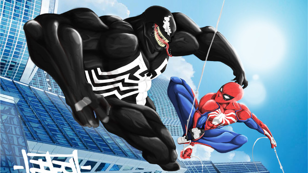 Venom Spiderman Art Wallpaper