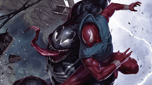 Venom Vs Red Spider Man Wallpaper