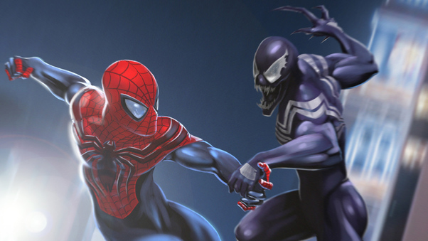 Venom Vs Spiderman Art Wallpaper