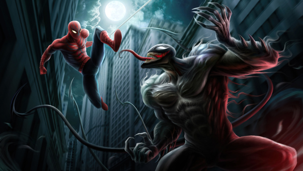 Venom Vs Spiderman Fight 5k Wallpaper