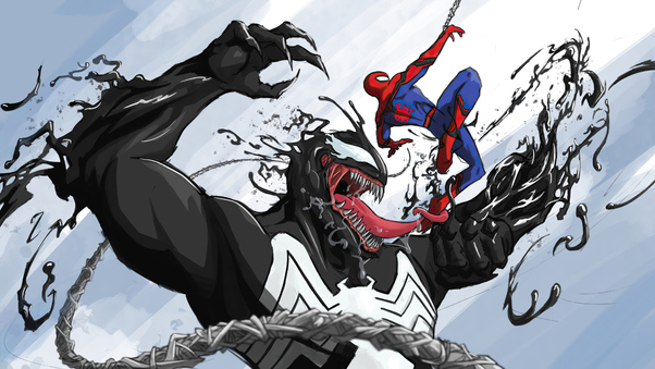 Venom Vs Spiderman Marvel Fan Art 4k Wallpaper