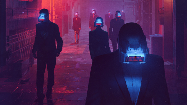Virtual Reality People Street Scifi Cyberpunk Wallpaper