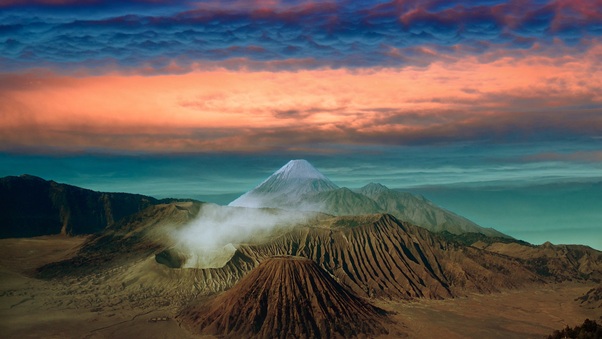 Volcano Landscape Clouds Scenic 8k Wallpaper