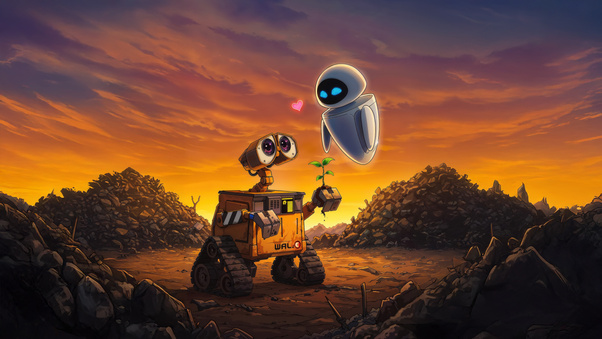 Wall E And Eve 5k (1336x768) Resolution Wallpaper