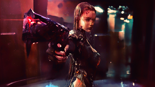 Warrior Girl Cyberpunk Futuristic Artwork Wallpaper