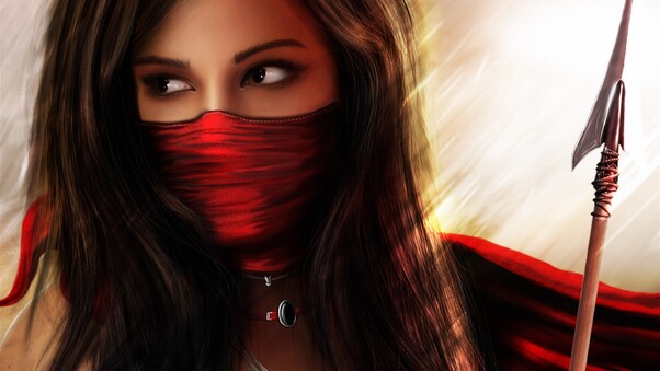 Warrior Girl Red Wallpaper