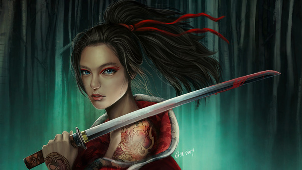 Warrior Girl With Sword 4k Wallpaper