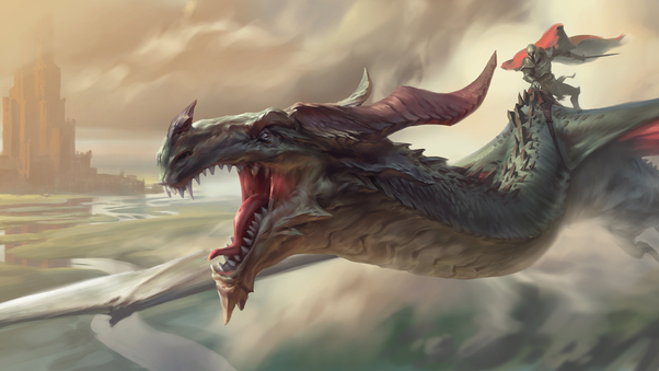 Warrior Riding Dragon Wallpaper