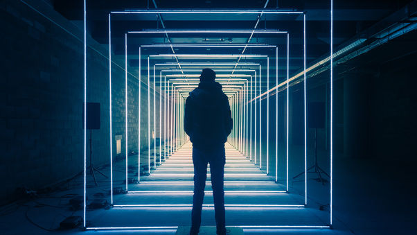 Wavelength Neon Person Standing 8k Wallpaper