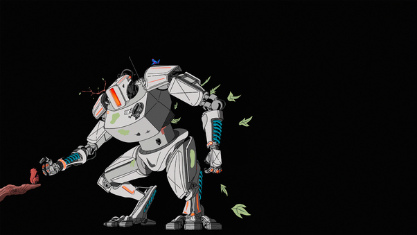 When Robot Meets Nature 5k Wallpaper