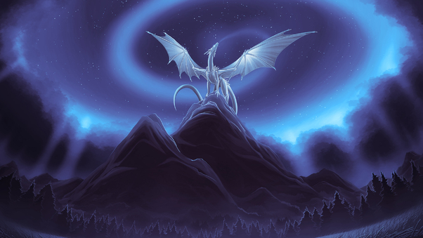 White Dragon On Mountain Wallpaper