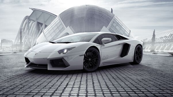 White Lamborghini Aventador New Wallpaper