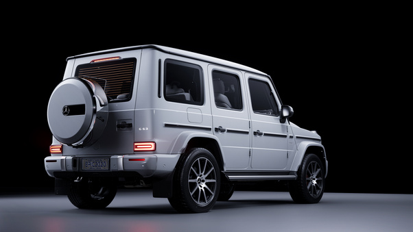 White Mercedes Benz G 63 Rear Wallpaper