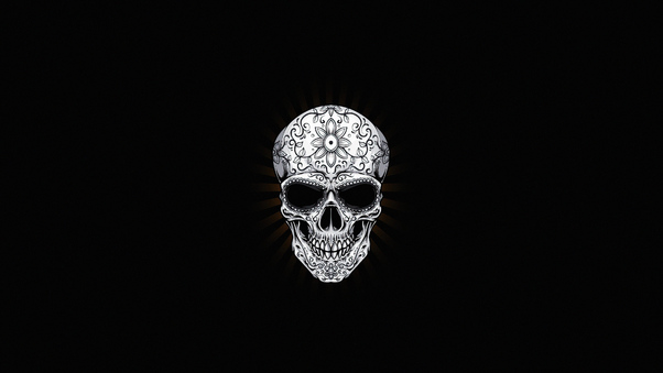 White Skull Dark 4k Wallpaper