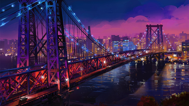 Williamsburg Bridge New York Digital Art 4k Wallpaper