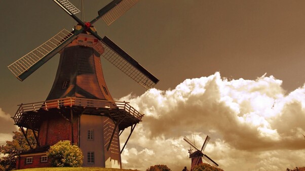 Windmill Artist Wallpaper