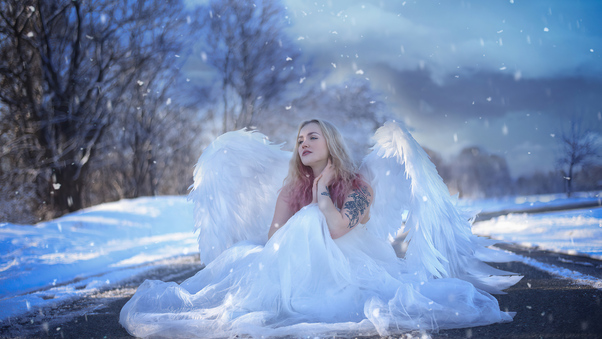 Winter Angel 4k Wallpaper