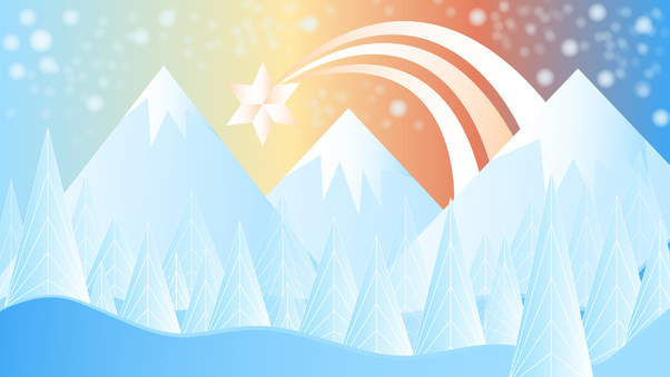 Winter Snow Christmas Mountains Minimalism Wallpaper