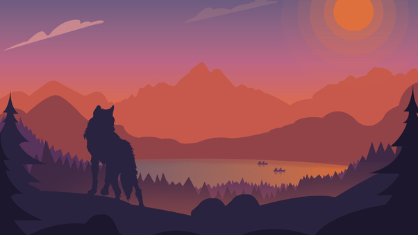 Wolf Dusk Landscape Wallpaper
