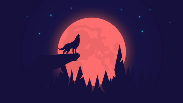 Wolf Howling Full Moon Wallpaper