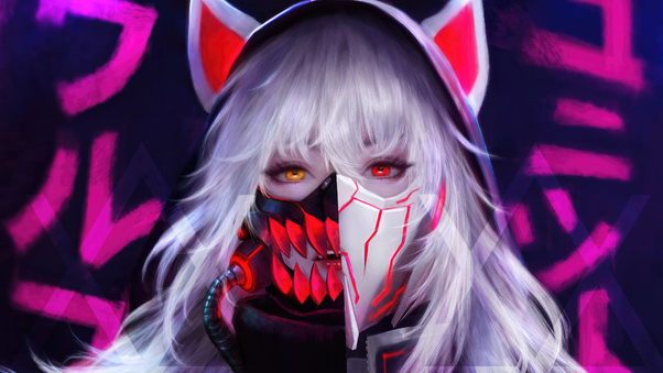 Wolf Mask Girl Wallpaper