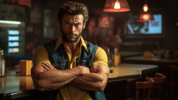 Wolverine Sitting In The Bar Wallpaper
