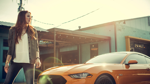 Women With Ford Mustang Wallpaper