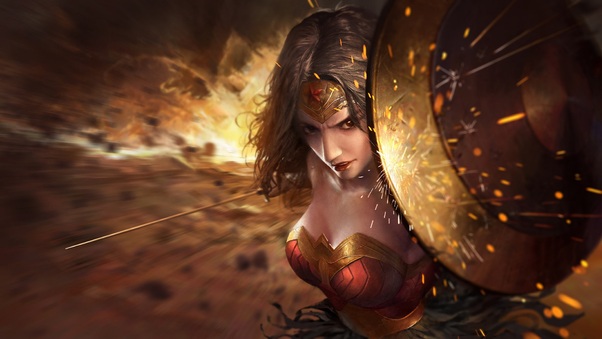 Wonder Woman Amazing Artwork Shield Wallpaper