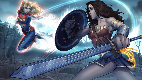 Wonder Woman And Captain Marvel Wallpaper