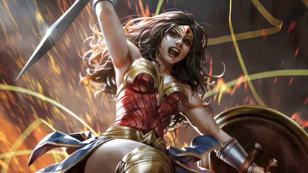 Wonder Woman Attack 4k Wallpaper