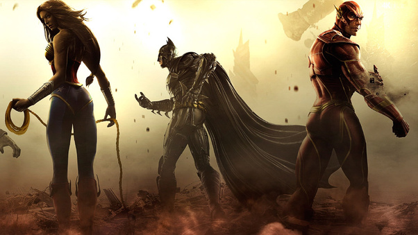 Wonder Woman Batman Flash Artwork Wallpaper