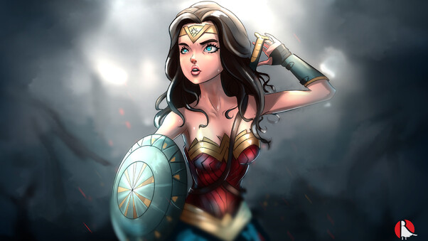 Wonder Woman Cartoon Artwork Wallpaper