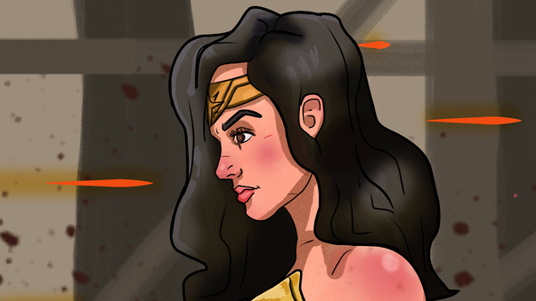 Wonder Woman Cartoonic Art Wallpaper