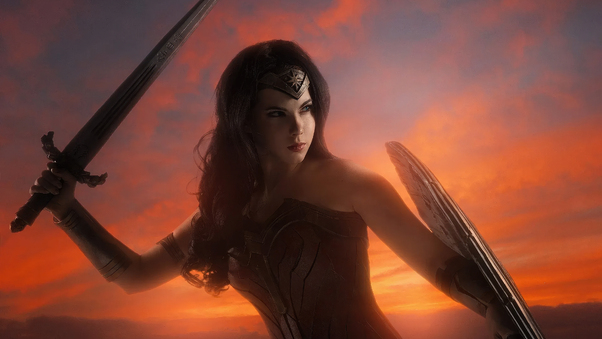 Wonder Woman Champion Of Power Justice Wallpaper