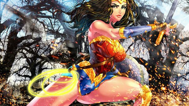 Wonder Woman Colorful Artwork Wallpaper