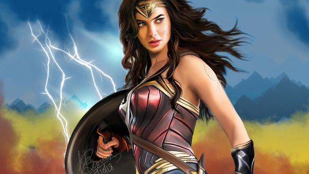 Wonder Woman Digital Drawing 5k Wallpaper