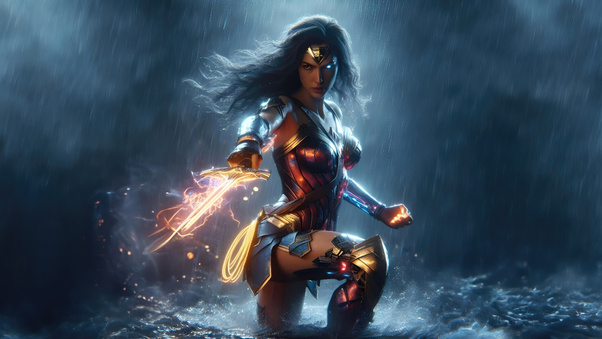 Wonder Woman Dual Weapons Of Justice Wallpaper