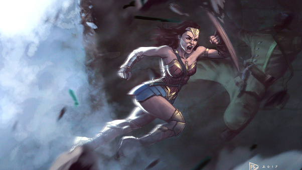 Wonder Woman Fighting With Enemies 4k Wallpaper