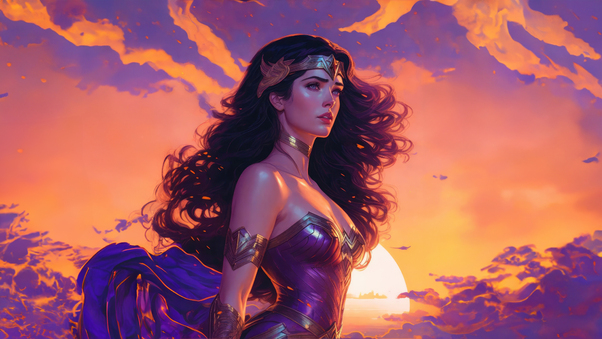 Wonder Woman In A Colorful World Of Heroism Wallpaper