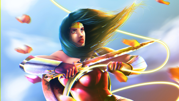 Wonder Woman In Battle Wallpaper