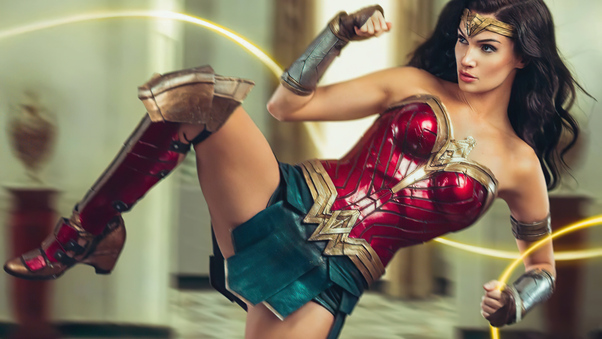 Wonder Woman Kick Action 5k Wallpaper