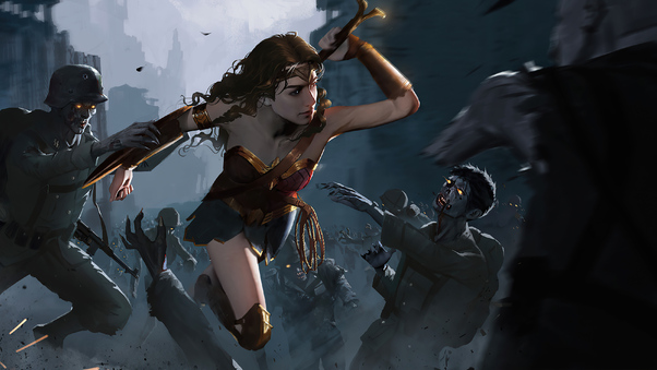 Wonder Woman Killing Zombie Wallpaper