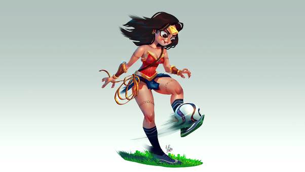 Wonder Woman Playing Football Wallpaper