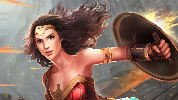 Wonder Woman Shield Art New Wallpaper