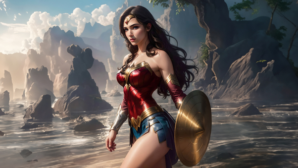 Wonder Woman Uniting Strength And Innovation Wallpaper