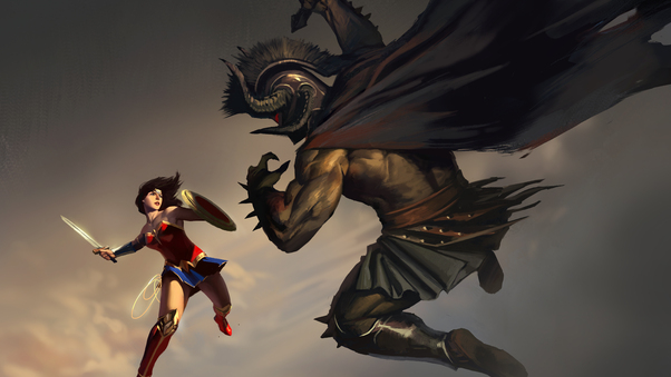 Wonder Woman Vs Ares 8k Artwork Wallpaper